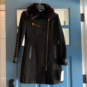 Via Spiga Wool Coat Fur Collar